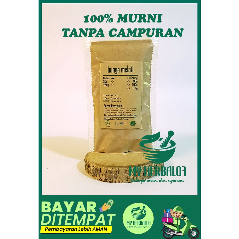 

Herbal Bunga Melati Bubuk / Jasminum / Bubuk Halus / Murni Tanpa Campuran