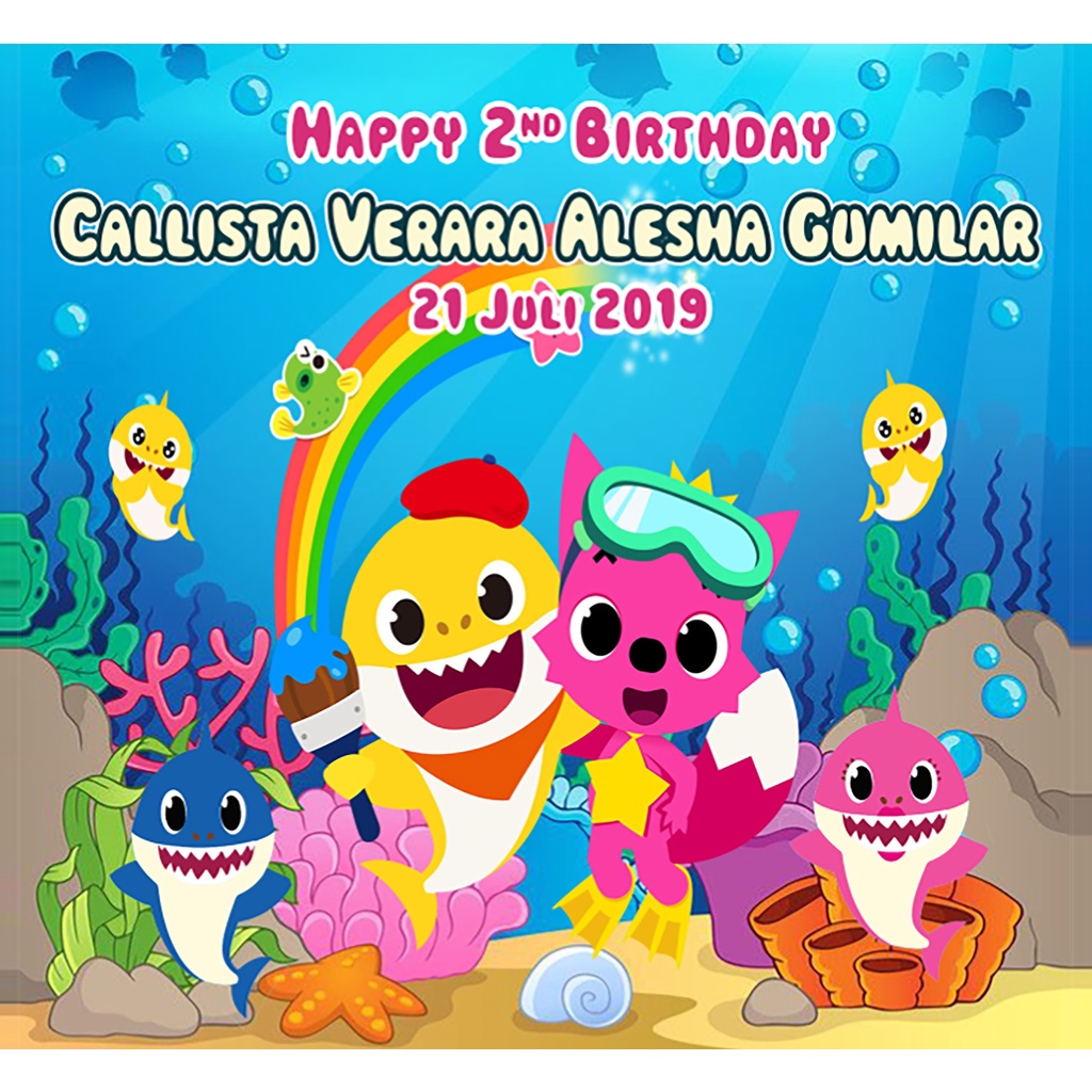 Tas Ultah Custom 30 x 14 x 25 (PxLxT)-BABY SHARK