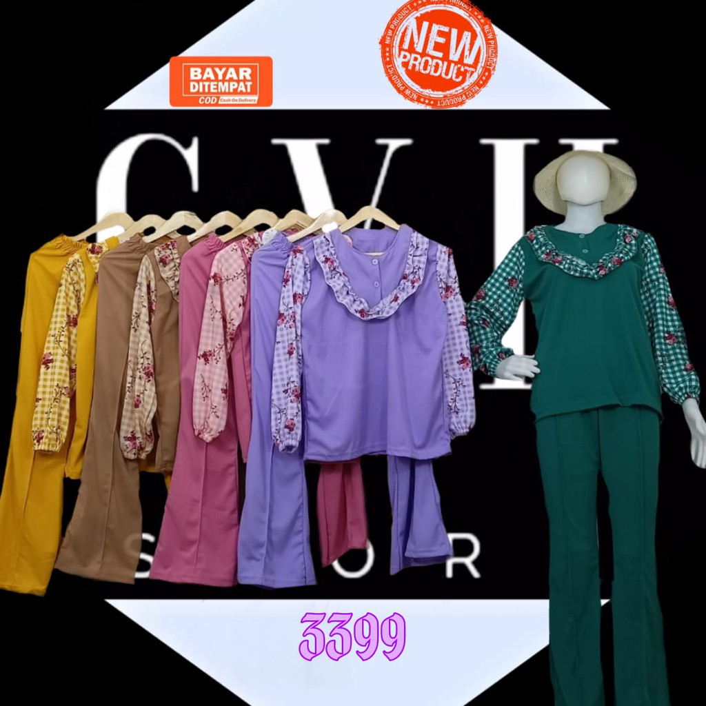 SETELAN BUSUI BAHAN VOXY MOTIF BUNGA CELANA CUTBRAY [3399][FASHIONMUSLIM]