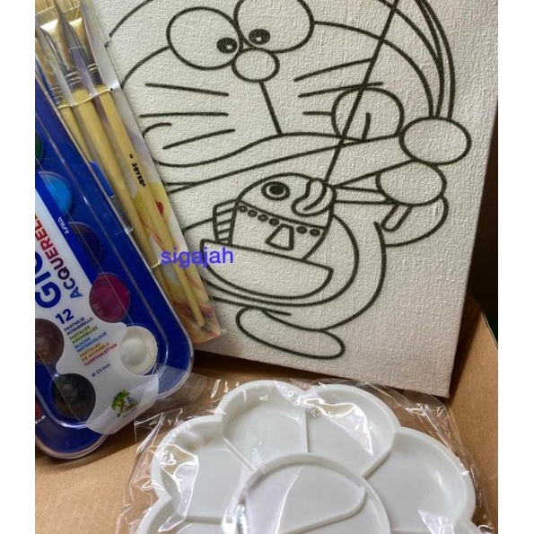 

✿ Paket Lukis Komplit Kanvas Cat Air Kuas Painting Set Kado Hadiah - Giotto 12 color ♫