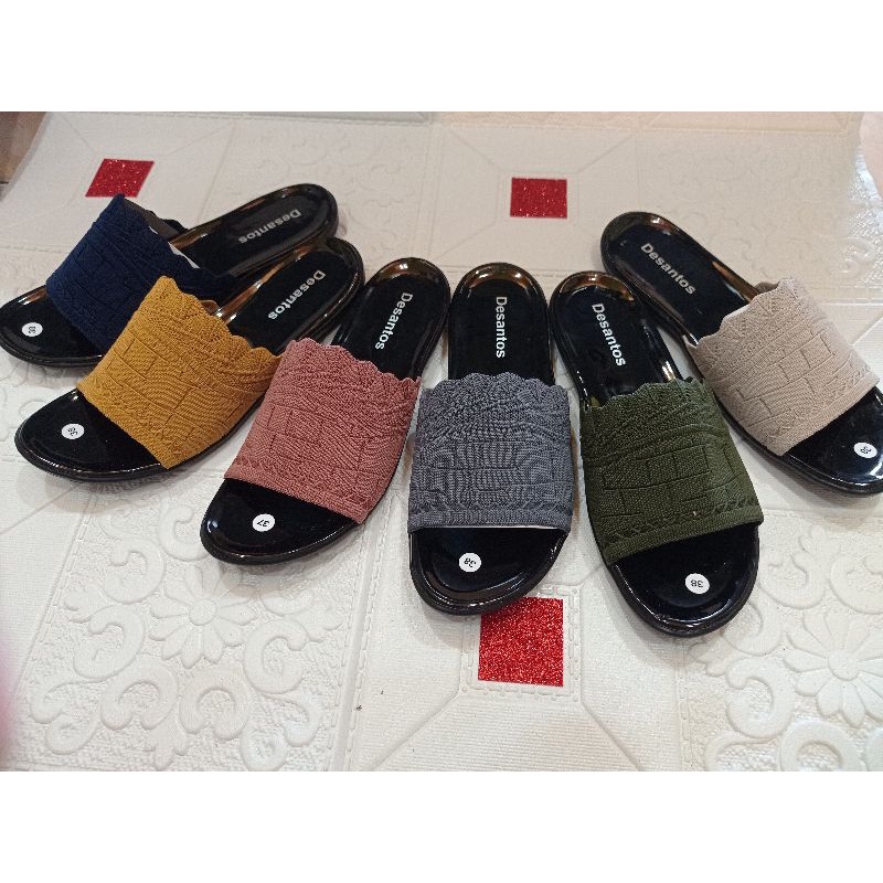 Sandal slop Desantos rajut motif/sandal wanita rajut 3