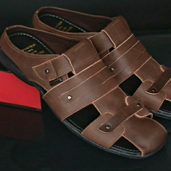 SANDAL SLIDE BRONGSONG PRIA KULIT ORIGINAL/SEPATU BRONGSONG PRIA KULIT
