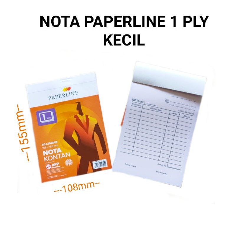 

Buku Nota Kontan Paperline Kecil 1 Ply NCR / Nota Kontan 1 Rangkap Kecil / Nota Kontan Olshop