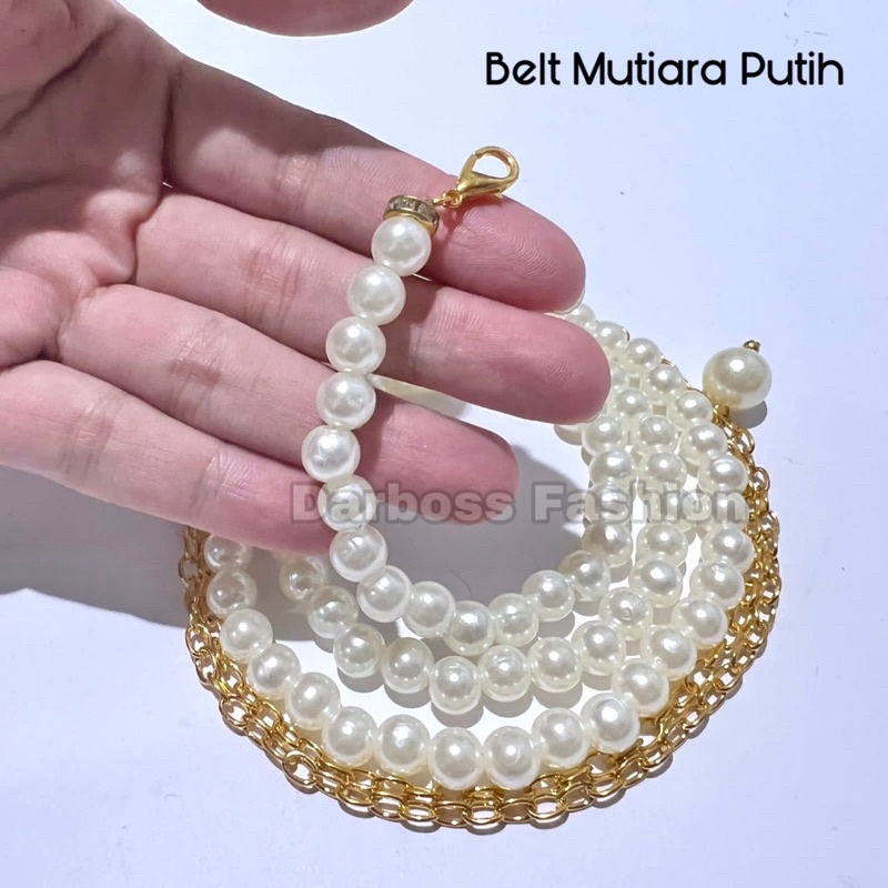 Belt Mutiara Elegan / Belt Gamis / Belt Tunik / Belt cantik / Belt murah / Belt grosir / gesper mutiara / ikat pinggang mutiara / belt wanita / belt pearl putih