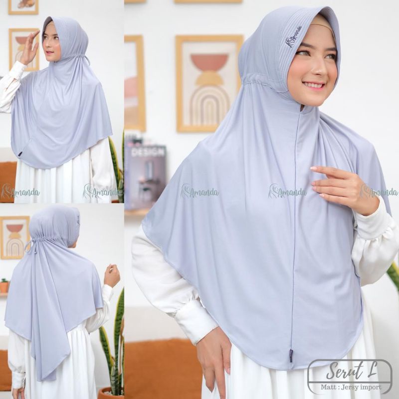 Jilbab serut jumbo polos amanda bordir