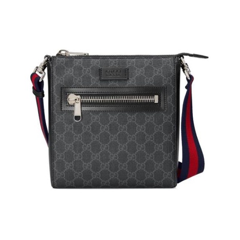 Gucci Men's Black GG Supreme Large Messenger Bag