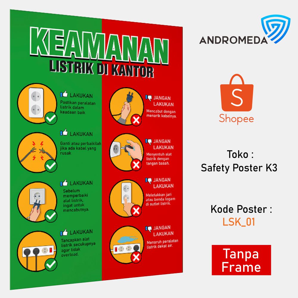 Jual Safety Poster K3 Keamanan Listri Di Kantor Shopee Indonesia 