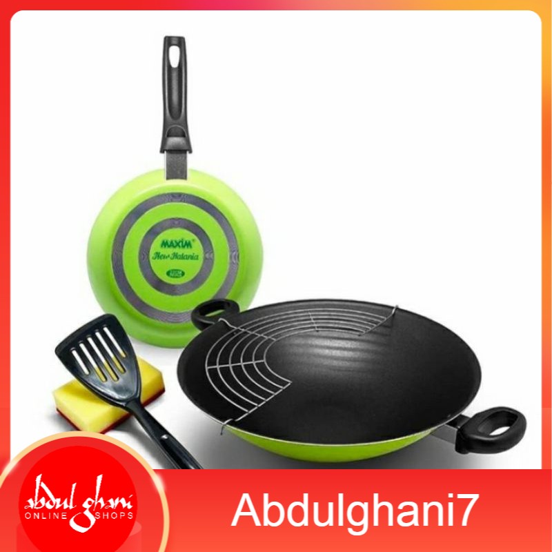 Wajan Maxim New Halania 5pcs Set - MASPION Frypan Wok Cookware Set Teflon Penggorengan Berkualitas