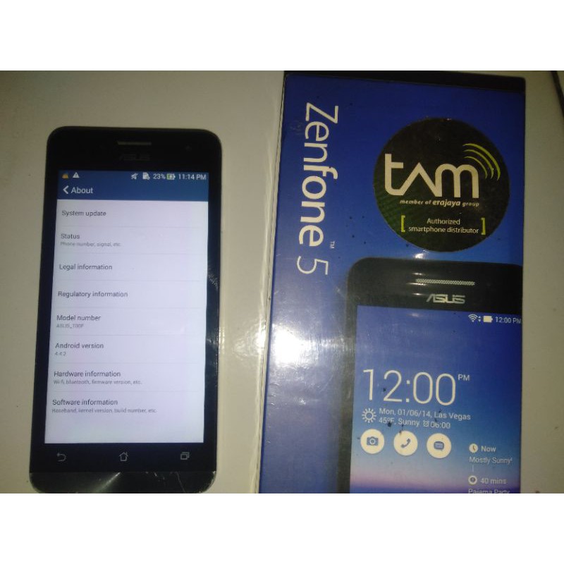 HP Asus Zenfone 5 T00f (A500CG) Bekas termasuk Kotak, No charger Batre Drop