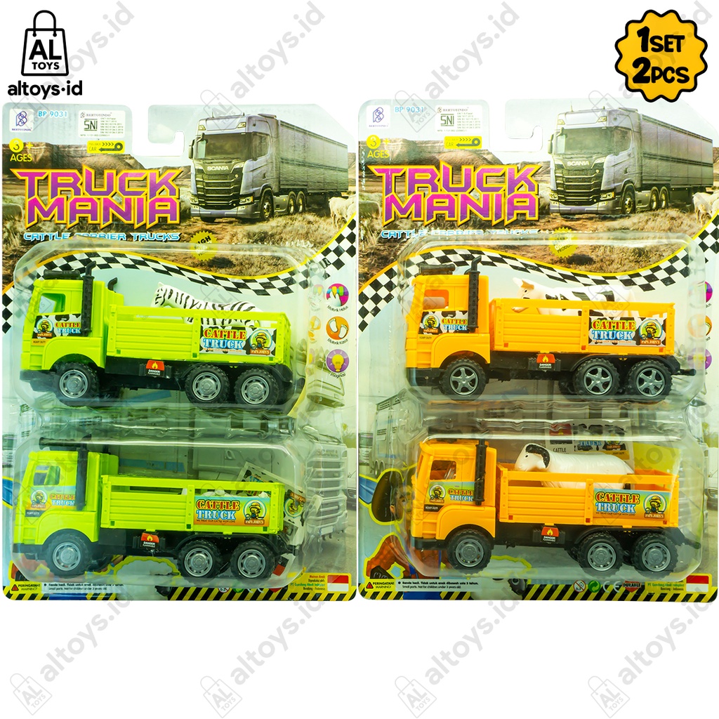 Mainan Mobil Cattle Truck Angkut Hewan Satwa Set isi 2 / Truck Mania BP9031