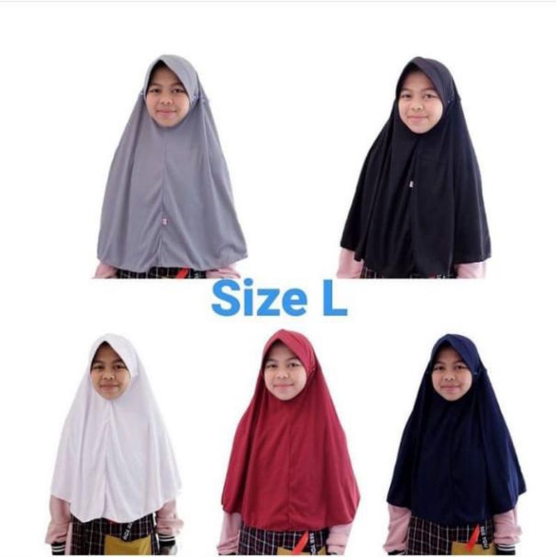 Hijab serut kaos Size L/Hijab anak sekolah serut L