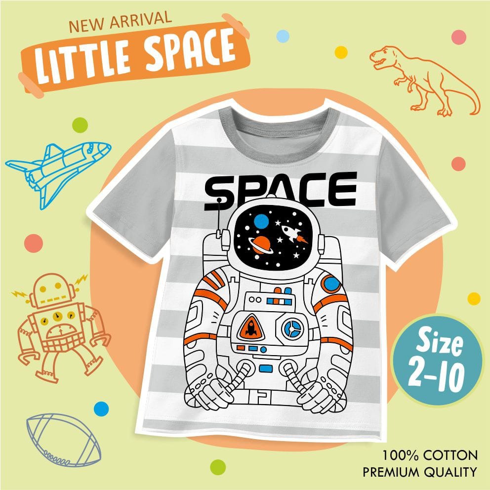 KAOS ANAK LAKI LAKI MOTIF DINO &amp; ROBOT USIA 2-10 TAHUN