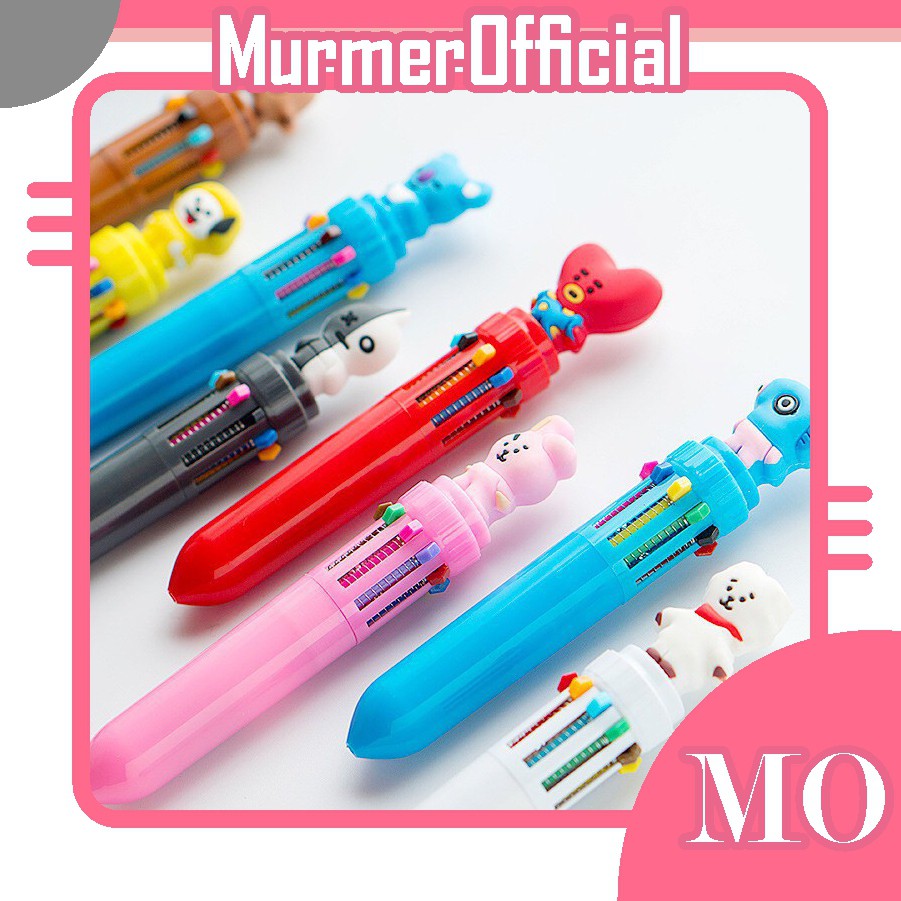 MurmerOfficial R318 Pulpen BT21  Karakter Bolpoin 10 Warna Ballpoint Pena Alat Tulis MultiColour