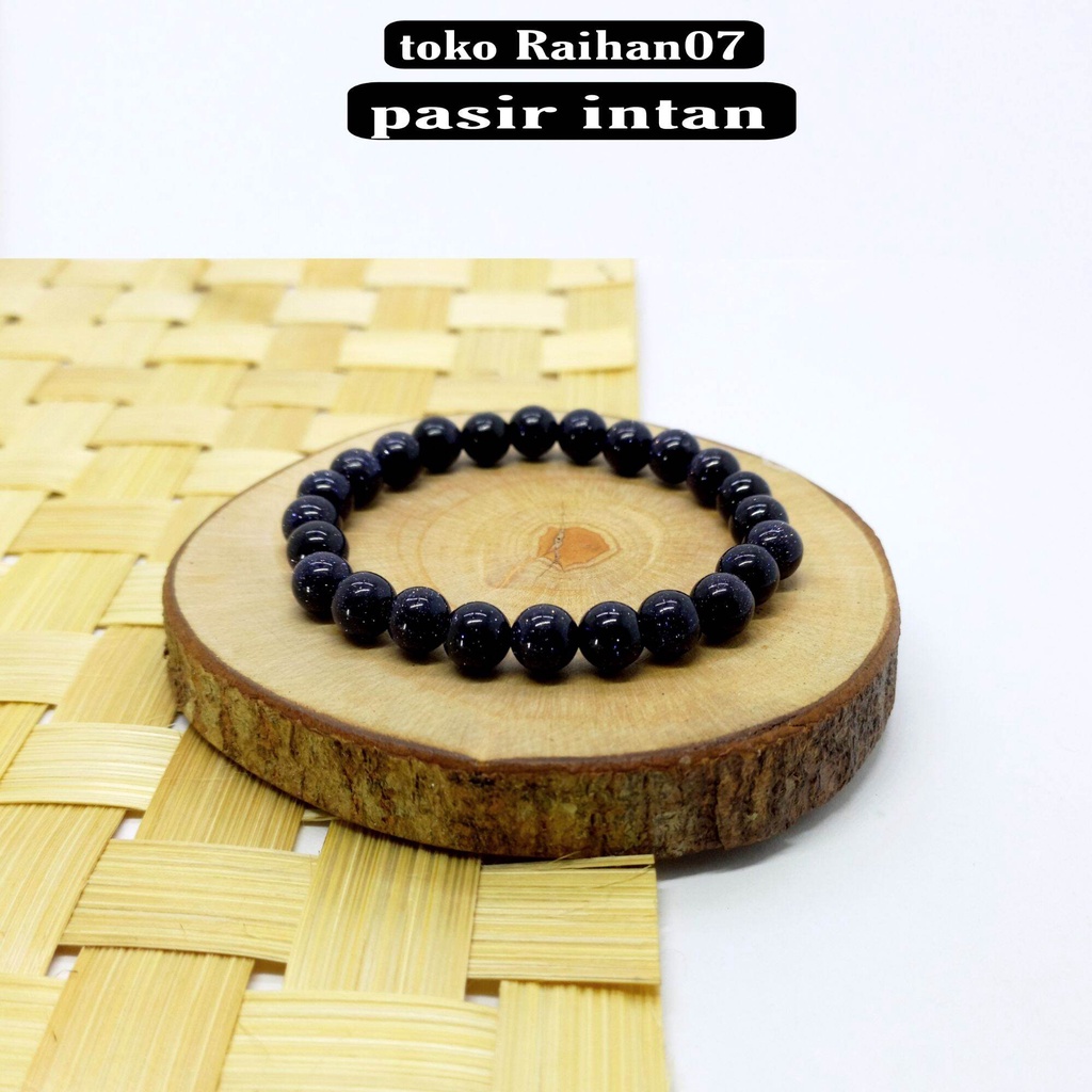GELANG BATU PASIR EMAS HITAM DIM 8MM