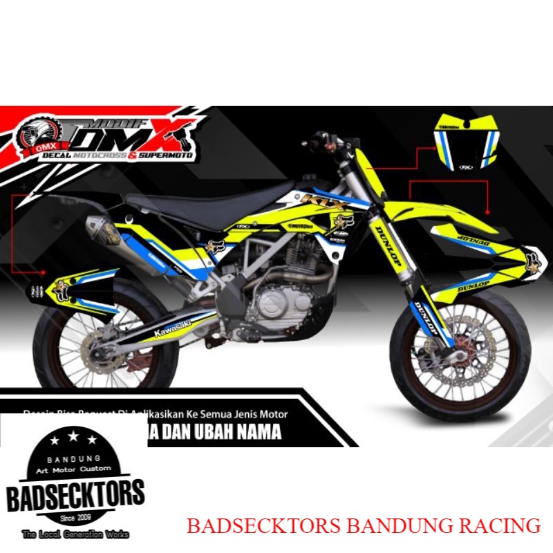 sticker decal kawasaki klx motif dunlop hijau stabilo keren