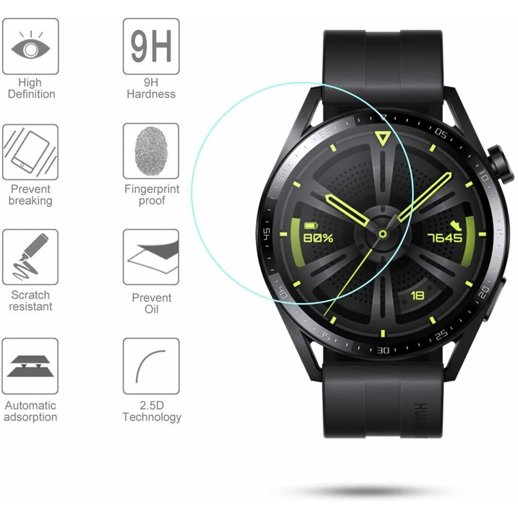 1 / 3 / 5PCS Pelindung Layar Tempered Glass 9H Bening Untuk Huawei Watch GT 3 46mm