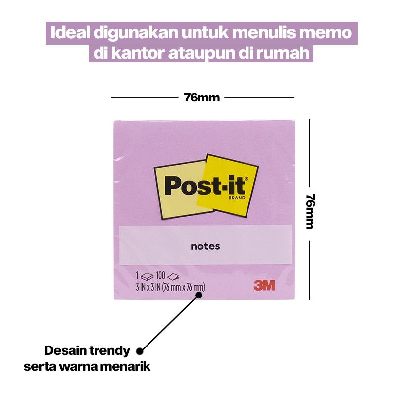 3M Post-it 654 Millennial Pink Sticky Notes (76mm x 76mm)-1