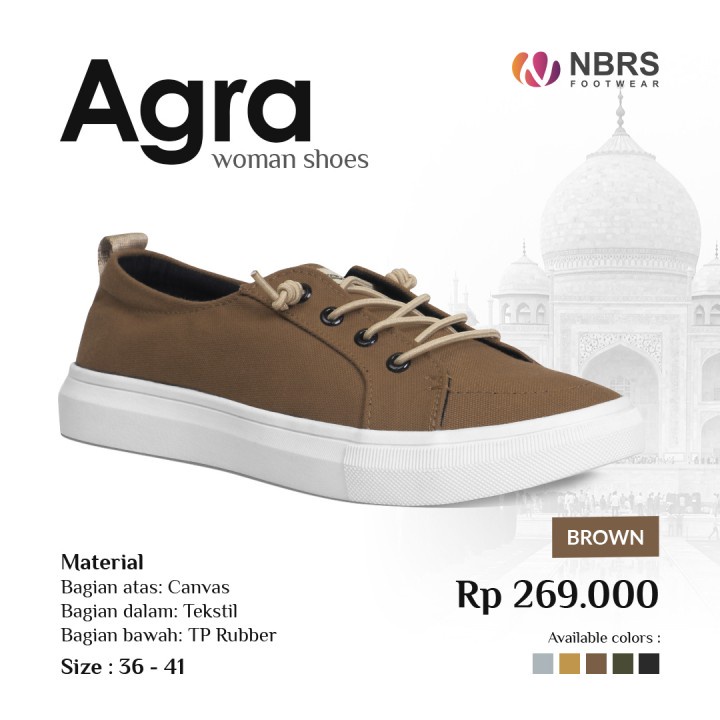 Nibras Footwear Sepatu Agra Women Bahan Canvas Sepatu Tali Kasual Wanita