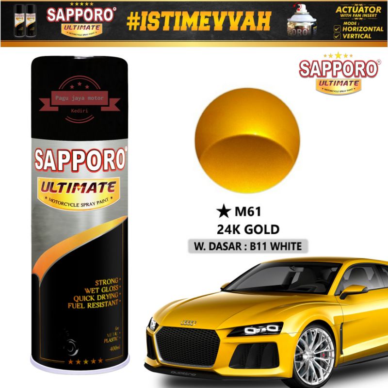 SAPPORO ULTIMATE M61 24K GOLD 400ML CAT SEMPROT SPRAY PAINT