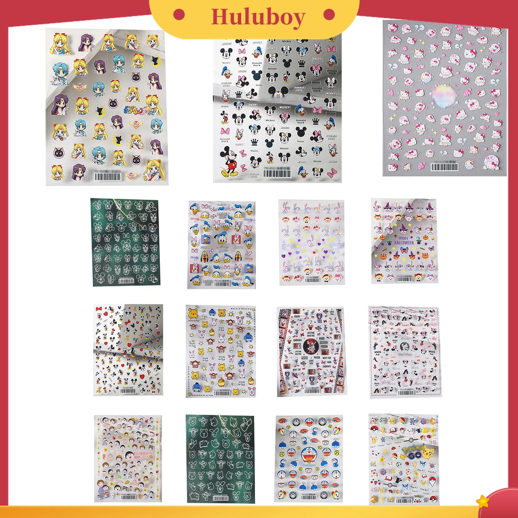 Huluboy Huluboy♡ Stiker Kuku Motif Kartun 5D Gaya Jepang Untuk Dekorasi Manicure