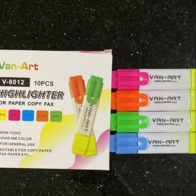 

( Harga 1 kotak 10 pc) Highlighter 2 warna bolak balik 8012,spotliner