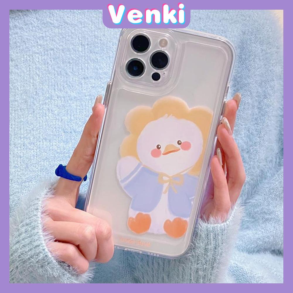 iPhone Case Clear Case Soft Thick TPU Shockproof Super Transparent Protection Camera Plating Button Duck Cartoon Cute For iPhone 13 Pro Max iPhone 12 Pro Max iPhone 11 iPhone 7Plus