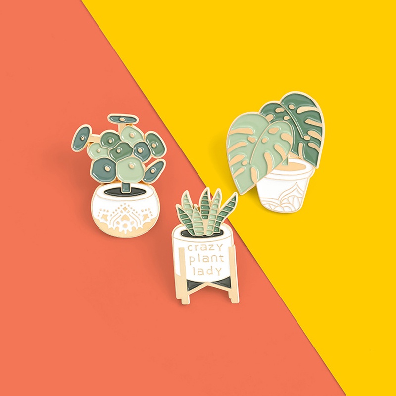 Hbid Bros Pin Enamel Desain Tanaman Pot Untuk Aksesoris Pakaian / Tas / Hadiah Teman