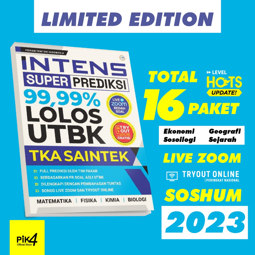 Buku Intens Super Prediksi 99.99% Lolos dan Drilling UTBK SAINTEK Auto Pinter SBMPTN 2023 utbk hots