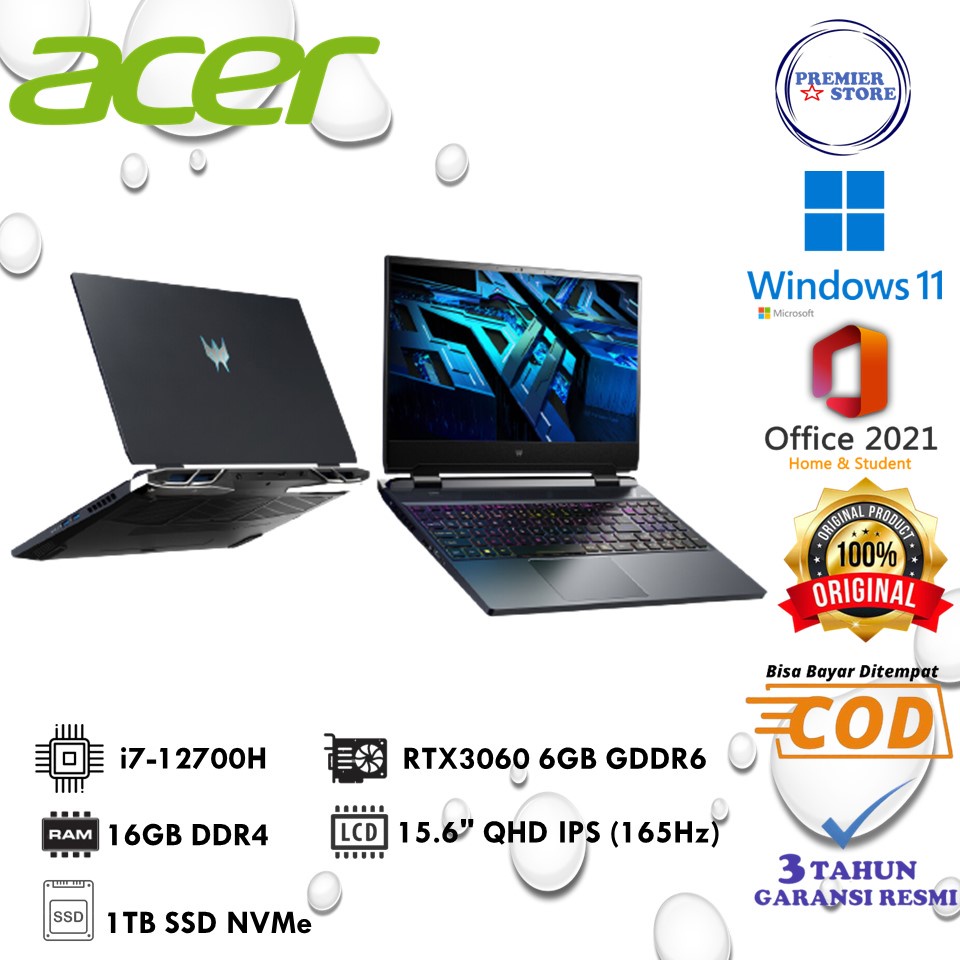 ACER PREDATOR HELIOS 300 PH315-55-778R i7-12700H 16GB 1TB RTX3060 QHD W11+OHS