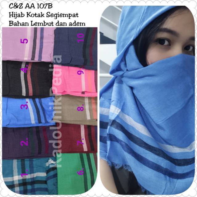 KUP - COD MURAH HIJAB / JILBAB SEGIEMPAT UNIQLA C&amp;Z AA 107 B - SQUARE SCARF UNIQLA C&amp;Z AA 107 B - MOTIF GARIS