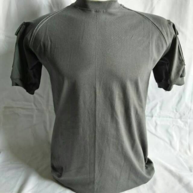 Kaos tactical velcro polos dark grey/abu lengan pendek katun