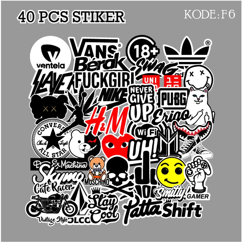 40 PCS STICKER SEMUA LOGO BRAND AESTHETIC UNTUK LAPTOP CASE TUMBLER HP HELM MOTOR - F