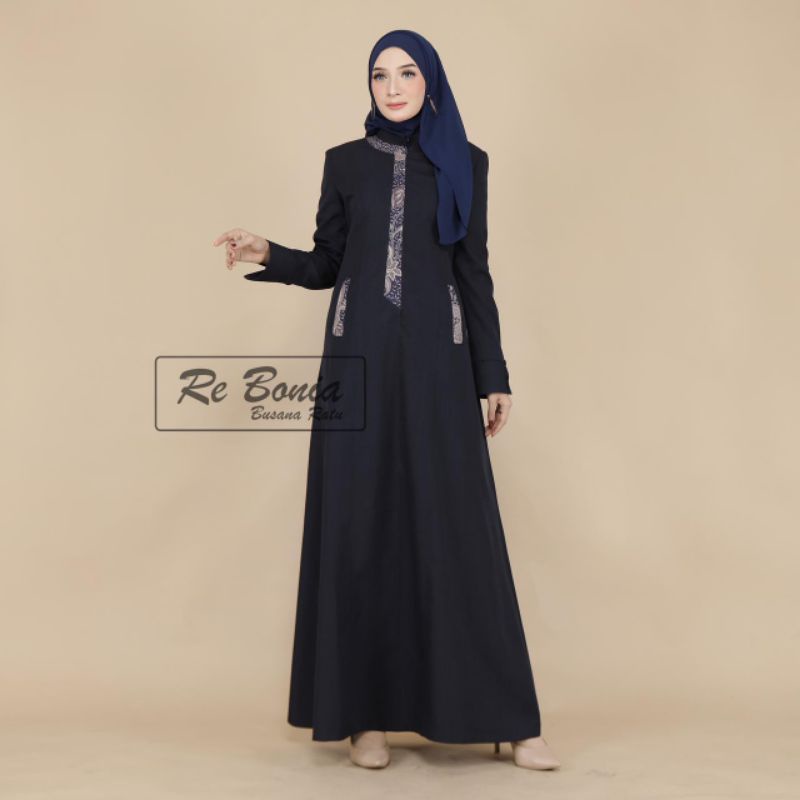 Gamis re bonia/ gamis kerja/ dongker / navy