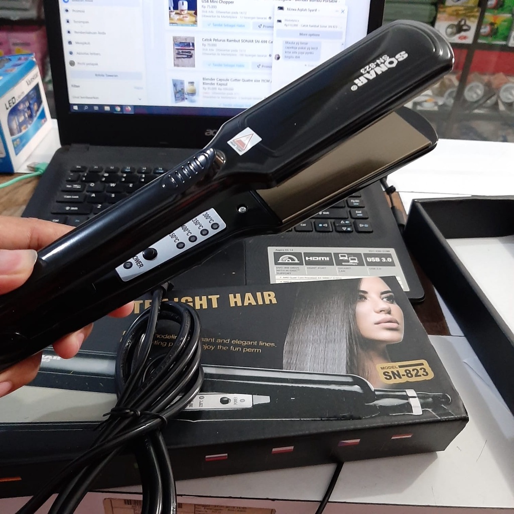 Alat Catok Catokan Pelurus Rambut Flat Lebar - Splint Straight Hair Sonar SN-823 ORI