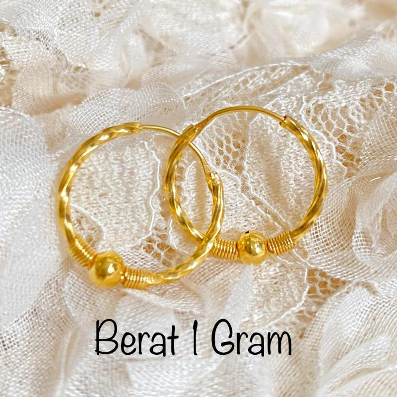Anting Emas Muda Dewasa Bulat Ulir pentol 1 Gram