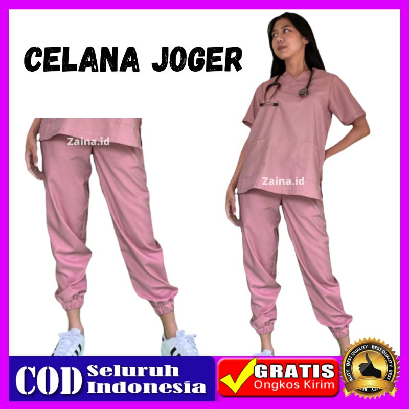 Baju Ok Celana Joger Untuk Jaga Dokter Lengan Panjang Pendek Seragam Pakaian Oka Scrub Perawat Bidan