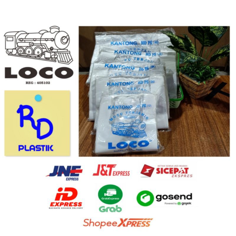 Kantong Plastik Kresek Loco Putih Susu Ukuran 17, 24, 28, 35, dan 40 Kantong kresek Putih Susu Tebal