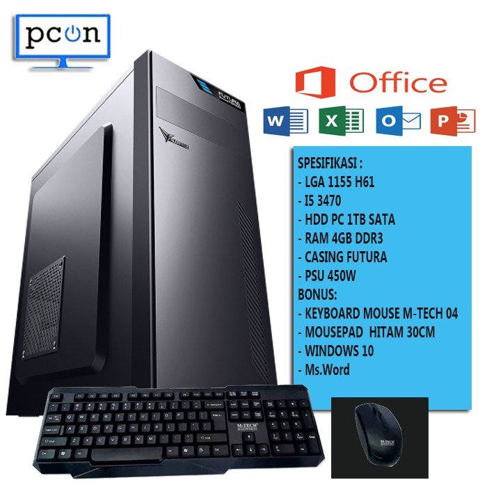 PC RAKITAN KOMPUTER office atau warnet i5 3470 HDD 1TB BONUS MOUSEPAD