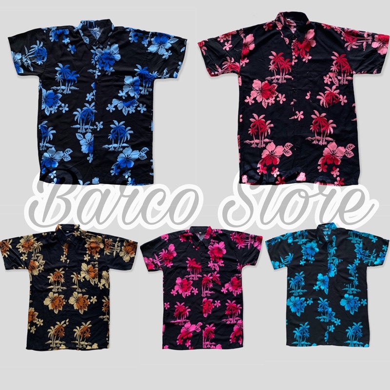 KEMEJA DEWASA MOTIF PANTAI HITAM BALI | HEM MOTIF PANTAI | HEM PANTAI MURAH