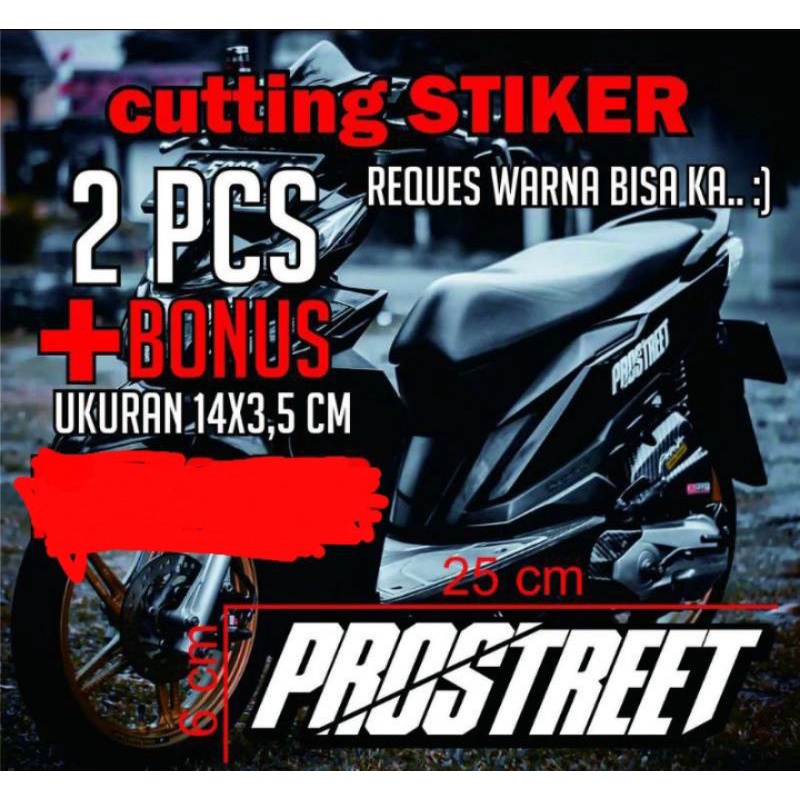 Sticker Cutting PROSTREET cocok buat Motor Beat/Vario/Scoopy/Matic 2pcs (kanan kiri free bonus kcl)