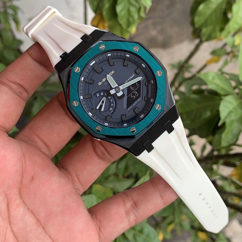Jam G-shock GA 2100 MOD ET-2ADR List Green Rubber White Original