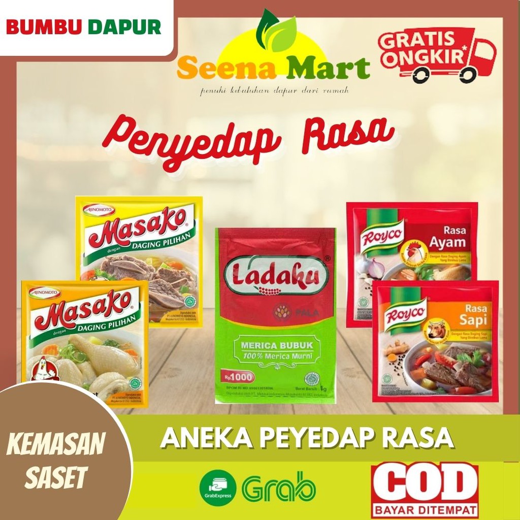 

Penyedap Rasa Bumbu Dapur Royco Ayam Sapi Masako Ayam Masako Sapi Ladaku Lada Bubuk Saset Sachet