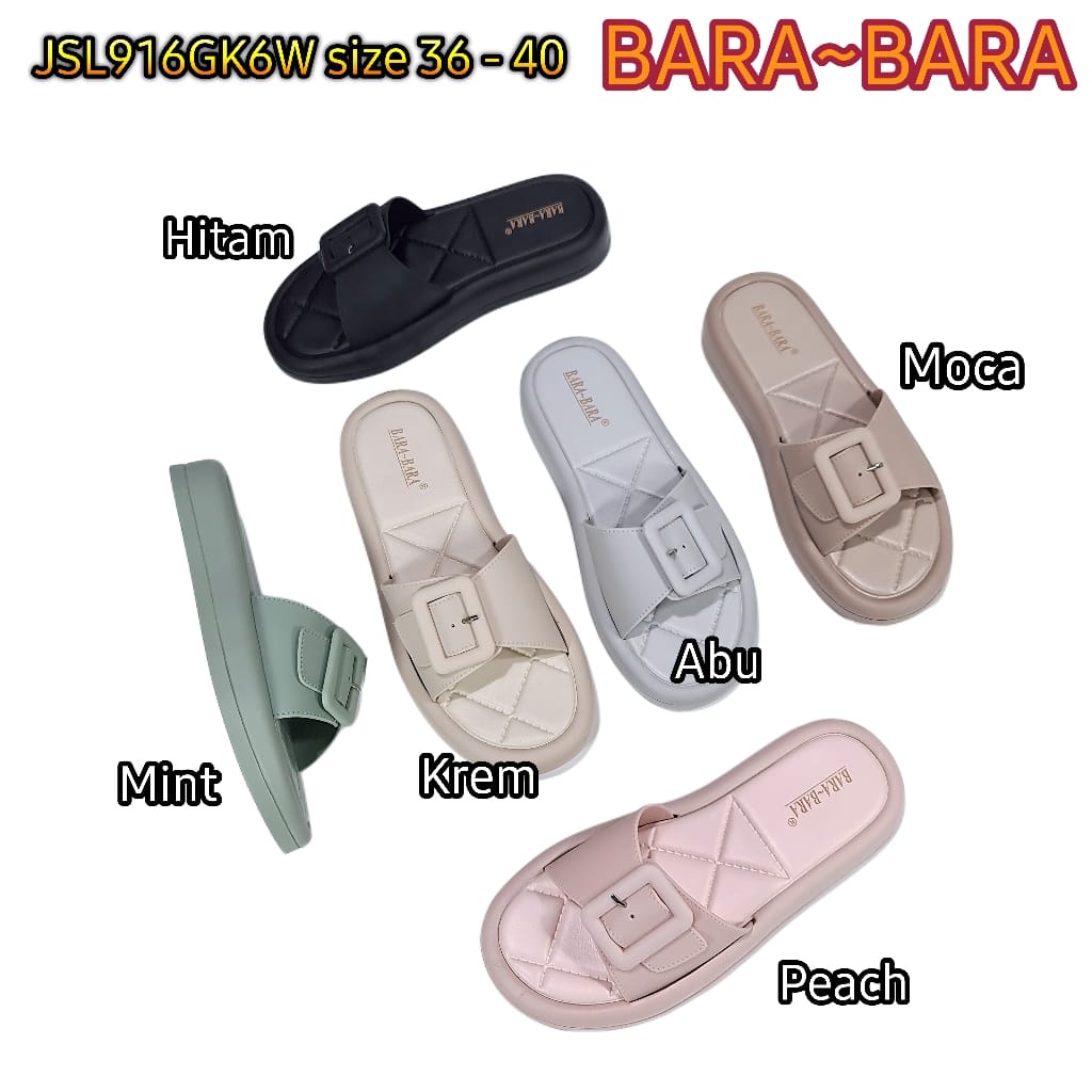 BARA BARA ORIGINAL jelly sandal karet empuk murah wanita selop import barabara cewek JSL916GK6W