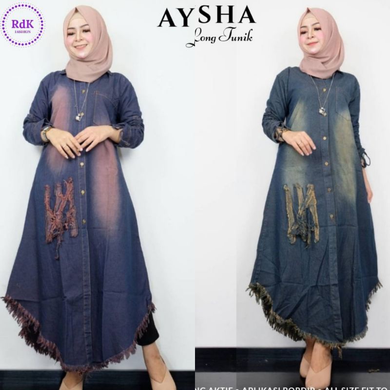 Aysha Long Tunik Vici Jeans Tunik Wanita