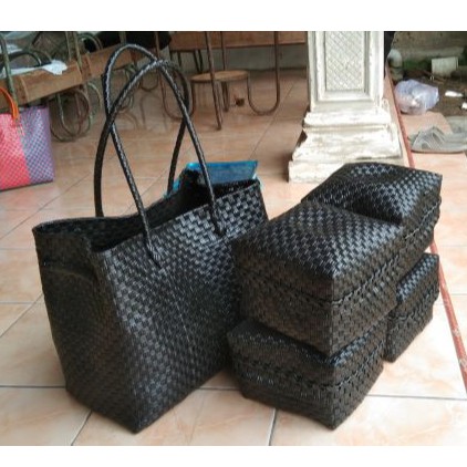 TAS ANYAM SET KEBEN HITAM/TAS SET KEBEN BALI MURAH/KUALITAS PREMIUM/TAS LOKAL