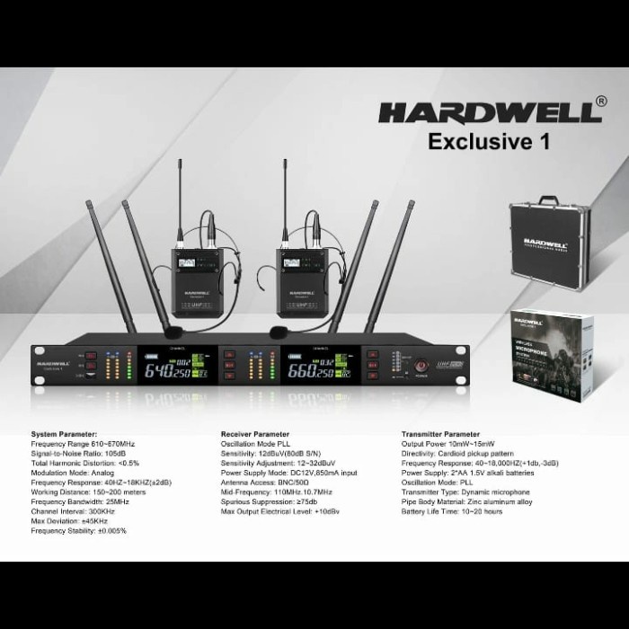 Mic Wireless Hardwell EXCLUSIVE 1 Double Mic Clip On Headset Original