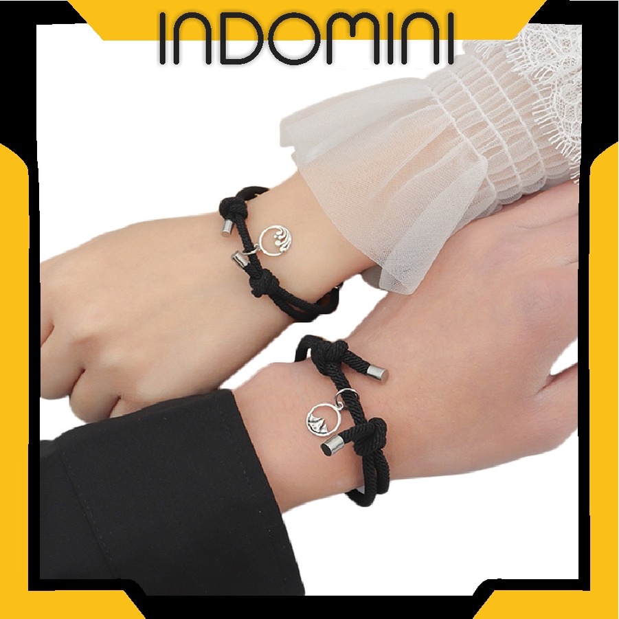 INDOMINI 2 pcs gelang magnet/1 Pasang Gelang Couple Magnet Gelang Tali Couple Magnet Persahabatan R385