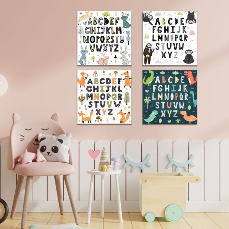 hiasan dinding alfabet / poster kayu