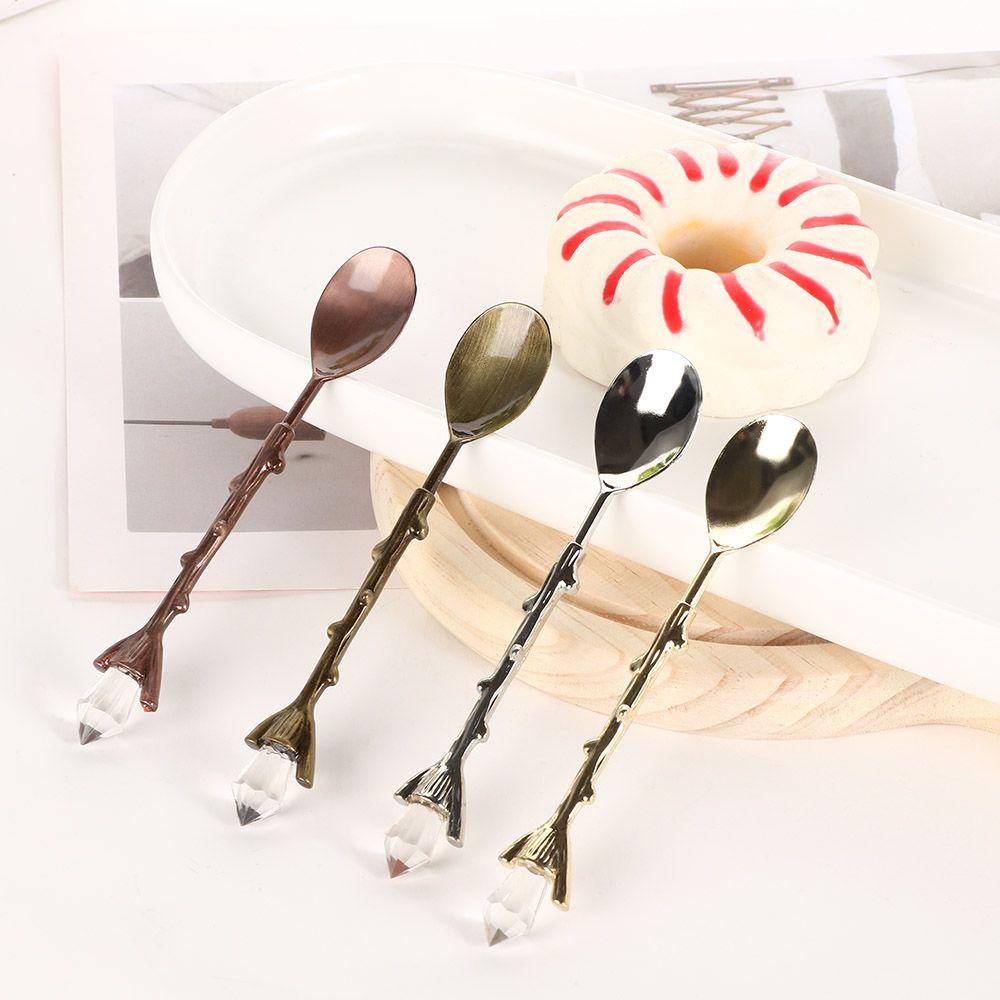 Rebuy Dessert Spoon Cute Alloy Domestic Sugar Stir Coffee Handle Peralatan Makan