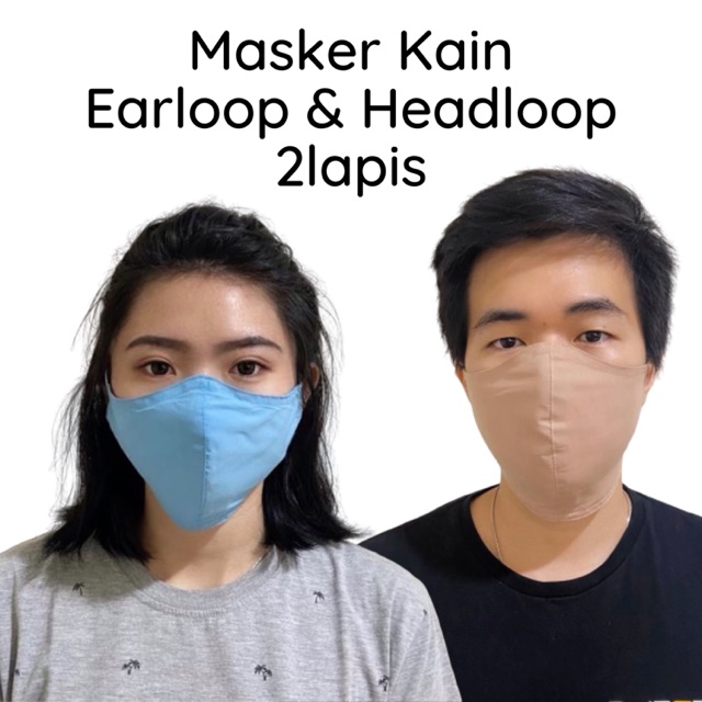 Masker Kain 2 lapis Earloop dan Headloop